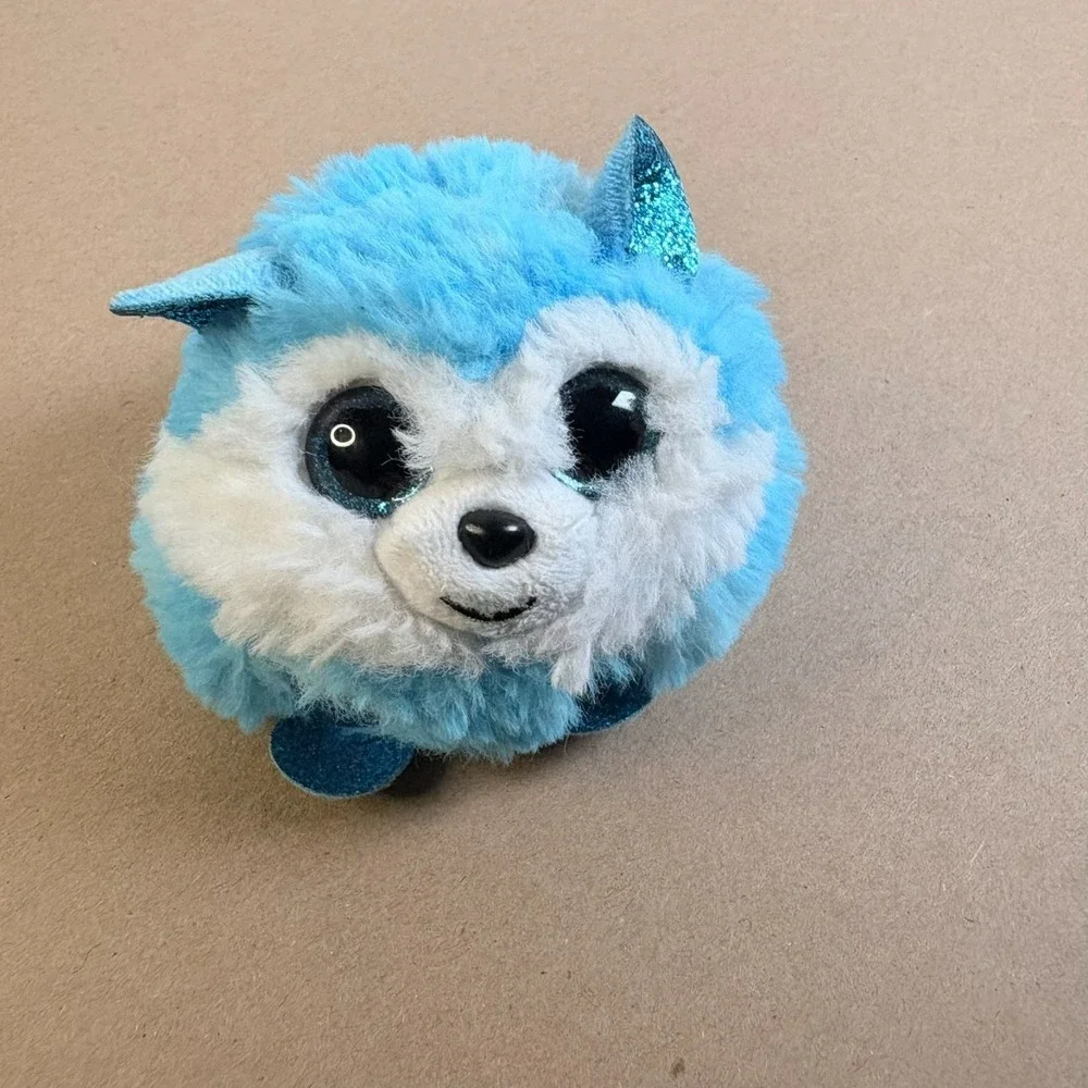 Ty Puff Prince Husky Plush Blue Dog Ball Toy Ty Beanie Ballz Rare Cute